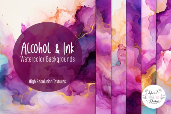 Alcohol & Ink Watercolor Backgrounds: Creative Design Assets