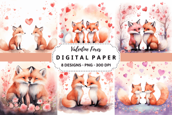 Charming Valentine Foxes Backgrounds for Creative Projects