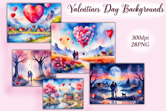 Charming Watercolor Valentine's Day Backgrounds for DIY