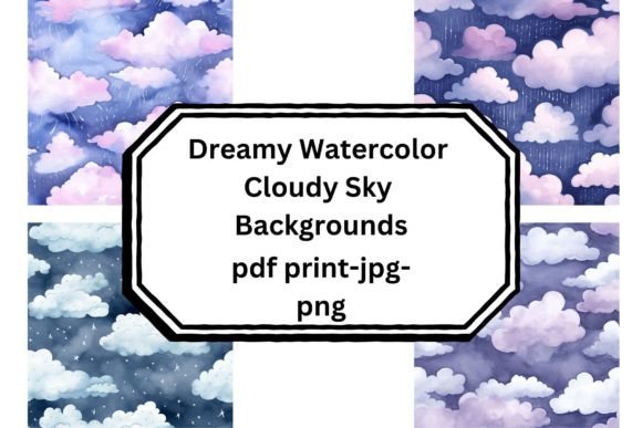 Dreamy Watercolor Cloudy Sky Backgrounds for Ethereal Designs