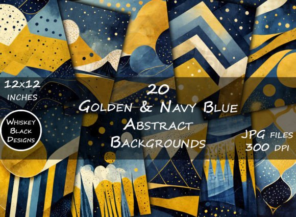 Dreamy Yellow & Navy Blue Abstract Backgrounds