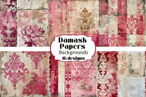 Elegant Versatility: 16 Pink Damask Papers Backgrounds
