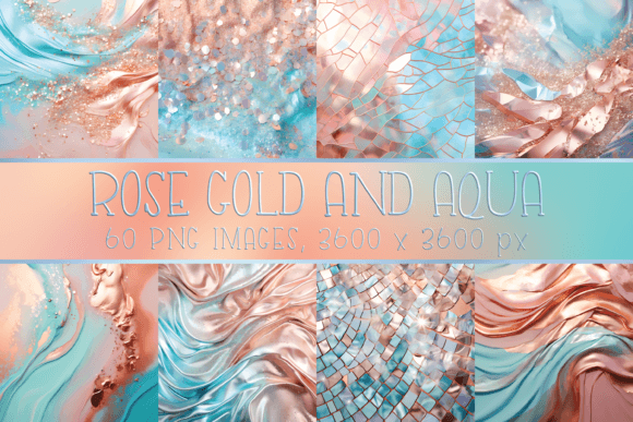 Elevate Your Projects with Pastel Aqua and Rose Gold Backgrounds