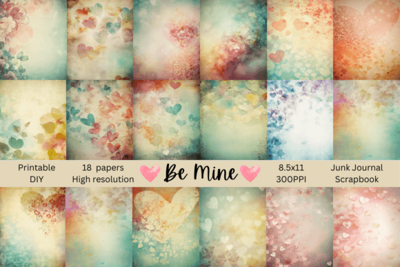 Enchanting Love: 18 Backgrounds for Junk Journals & More