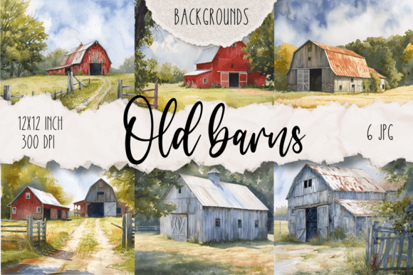 Old Barn Backgrounds: Watercolor Charm for Modern Projects