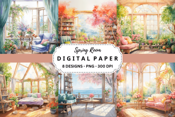 Spring Room Backgrounds: 8 High-Quality PNGs for Your Projects
