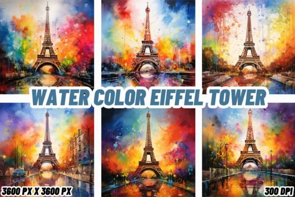 Watercolor Eiffel Tower Backgrounds: Artistic Digital Assets