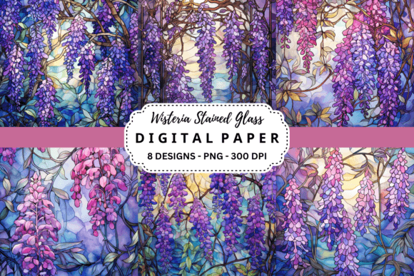 Wisteria Stained Glass Backgrounds: A Designer's Floral Toolkit